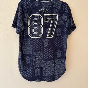 NWOT A. Tiziano indigo, Patterned Men's baseball Shirt 87 medium